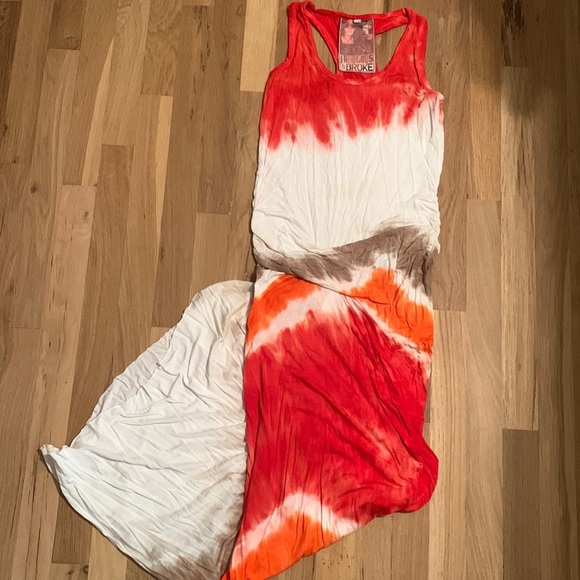 Young Fabulous & Broke Dresses & Skirts - Young Fabulous & Broke Tie Dye Razorback Maxi Dress Orange & White Women’s S